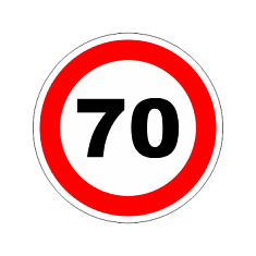 Наклейка "Знак ограничения скорости 70 км/ч"